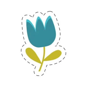 Blue tulip flower spring cut line Stock Illustration