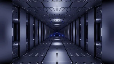 Blue tunnel corridor 3d rendering illustration background wallpaper motion Stock Footage 114652574