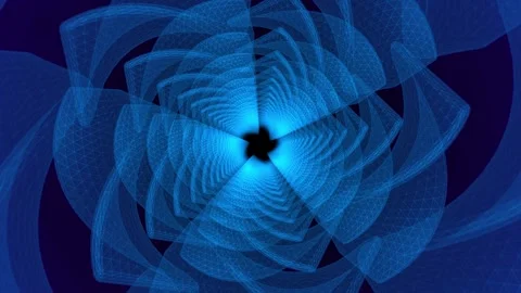 Blue tunnel made of rotating abstract shapes with soft light effect Stock Footage 253372377