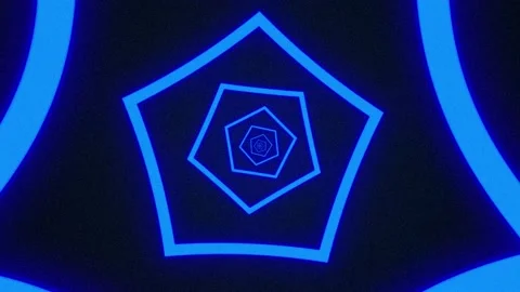 Blue tunnel of pentagons flying into the void. Stock Footage 165931223
