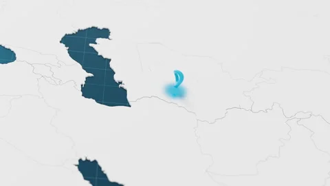 Blue Turkmenistan 3d map with pointer pin surrounded with other countries in Stock Footage 319275735