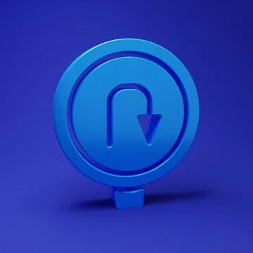 Blue Turn back road icon isolated on blue background. Traffic rules and saf.. Stock Illustration