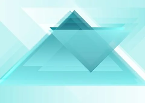 Blue turquoise geometric tech background with glossy triangles Illustrazione stock