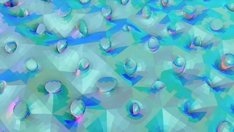 Blue turquoise low poly animated background. abstract deformation. 3d render Video stock 139498812