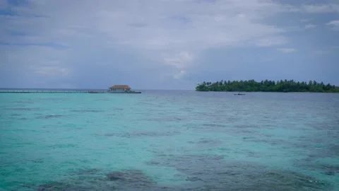 Blue turquoise ocean on the background. Slow motion 4k video. Stock Footage 222813592
