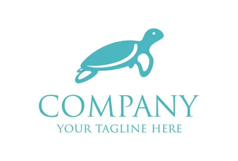 Blue Turtle Concept Logo Design	 Stock Illustration