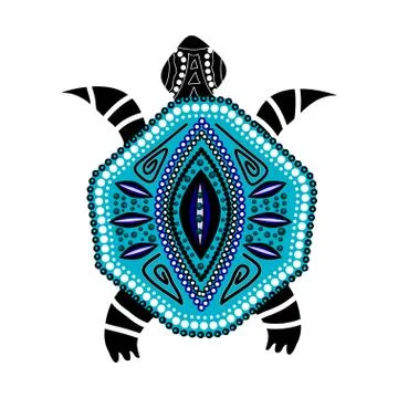 Blue turtle in first-nation style 스톡 일러스트