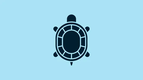 Blue Turtle icon isolated on blue background. 4K Video motion graphic animation Stock Footage 230503540