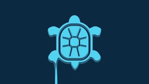 Blue Turtle icon isolated on blue background. 4K Video motion graphic animation Stock Footage 235894302