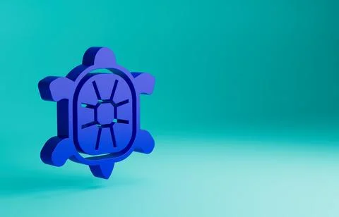 Blue Turtle icon isolated on blue background. Minimalism concept. 3D render Stock Illustration