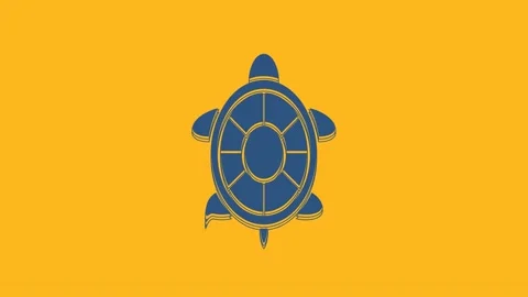 Blue Turtle icon isolated on orange background. 4K Video motion graphic Stock Footage 234273538