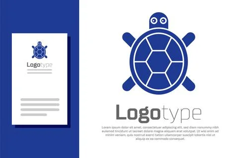 Blue Turtle icon isolated on white background. Logo design template element Stock Illustration
