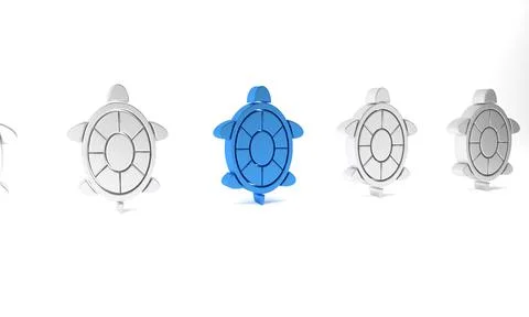 Blue Turtle icon isolated on white background. Minimalism concept. 3D rende.. Stock Illustration