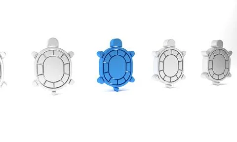 Blue Turtle icon isolated on white background. Minimalism concept. 3D rende.. Illustrazione stock