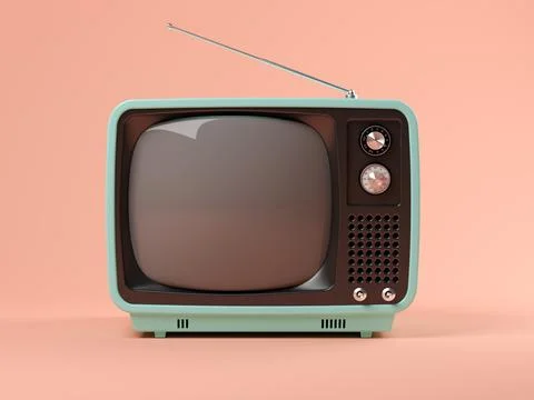 Blue tv on pink background 3D illustration Stock Illustration