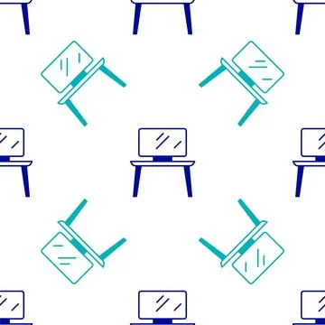 Blue TV table stand icon isolated seamless pattern on white background. Vector Stock Illustration