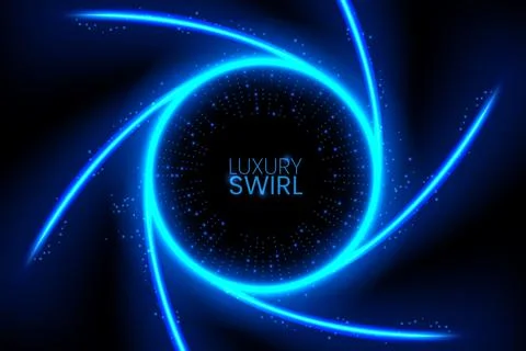 Blue Twirl Light Circle Effect on Dark Background, Vector Illustration Stock Illustration