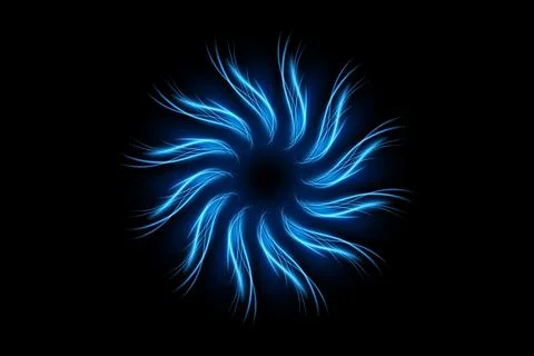 Blue Twirl Light Circle Effect on Dark Background, Vector Illustration Stock Illustration