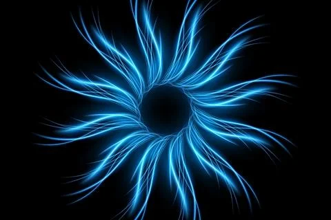 Blue Twirl Light Circle Effect on Dark Background, Vector Illustration 스톡 일러스트