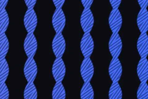 Blue twisted ribbons form vertical repeating columns across a dark background Stock Illustration