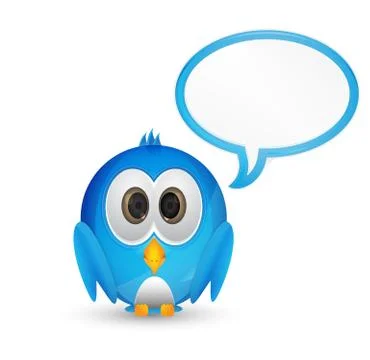 Blue twitter bird with speech bubble Stock Illustration