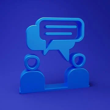 Blue Two sitting men talking icon isolated on blue background. Speech bubbl.. Stock Illustration