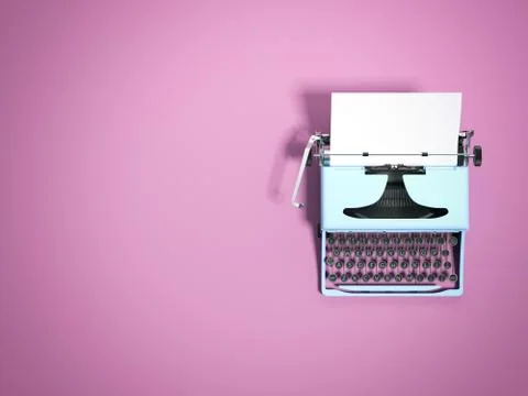 Blue typewriter. 3d rendering Ilustración de archivo