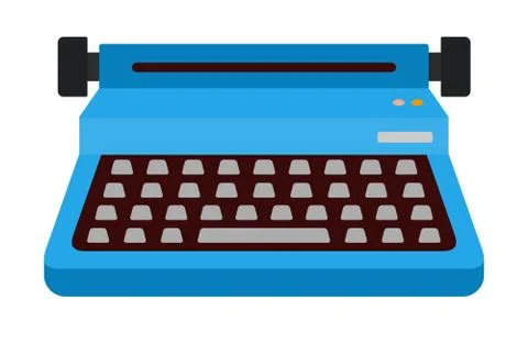 Blue typewriter vector icon flat isolated Stock Illustration