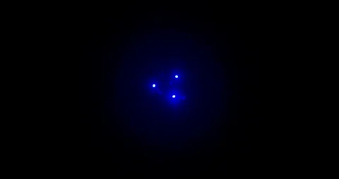 Blue UFO spacecraft engine hover lights spin against black bg with 2 clips 스톡 동영상 211543377