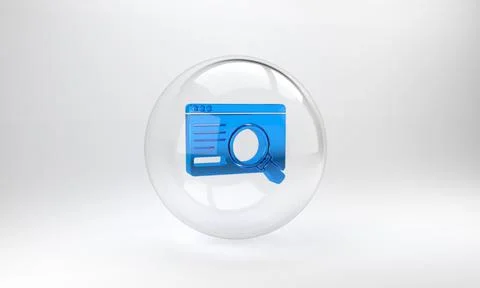 Blue UI or UX design icon isolated on grey background. Glass circle button. 3 Stock Illustration