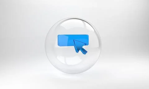 Blue UI or UX design icon isolated on grey background. Glass circle button. 3 Stock Illustration