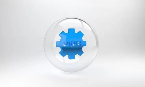 Blue UI or UX design icon isolated on grey background. Glass circle button. 3 Stock Illustration