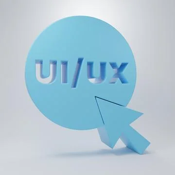 Blue UI or UX design icon isolated on grey background. Minimalism concept. .. Illustrazione stock