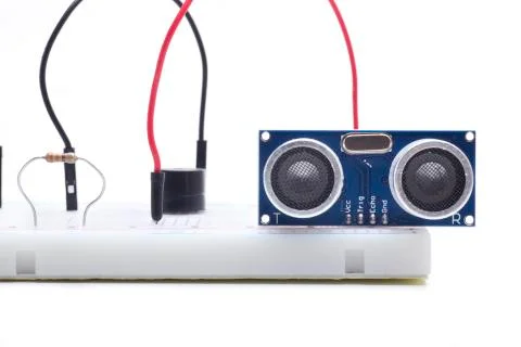 Blue ultrasonic sensor Stock Photos
