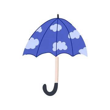 Blue umbrella featuring cloud pattern protecting from rain 스톡 일러스트