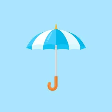 Blue Umbrella Flat Vector Illustration Ilustração Stock