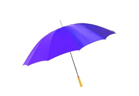 Blue umbrella isolated on white Fotos de archivo