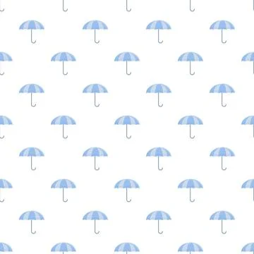 Blue umbrella pattern creating repeating weather background Stock Illustration