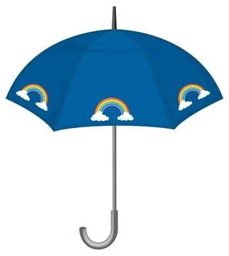 Blue umbrella with rainbow pattern 스톡 일러스트