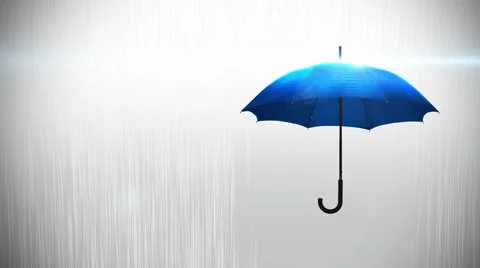 Blue umbrella with raindrops animation Stock Footage 61765820