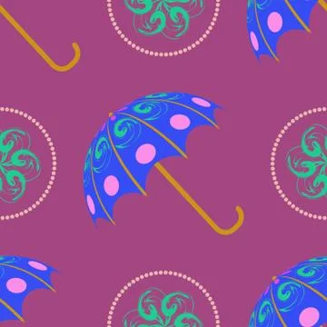 Blue umbrella seamless pattern Stock Illustration