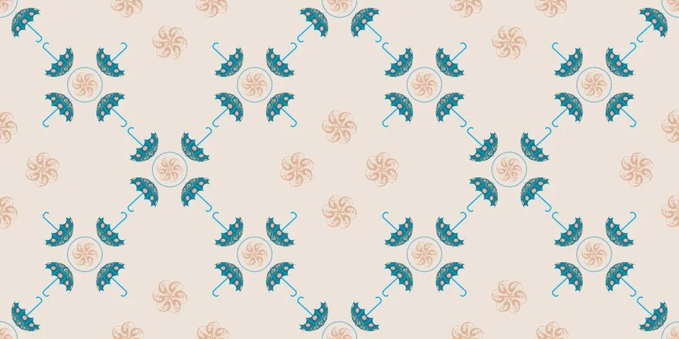 Blue umbrella seamless pattern. Stock Illustration