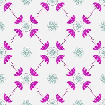 Blue umbrella seamless pattern. Stock Illustration