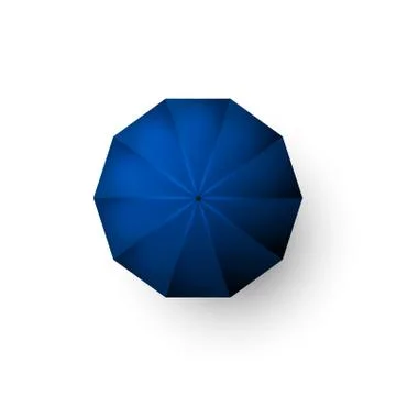 Blue umbrella. Top view of open parasol. Vector illustration isolated on whit Stock Illustration