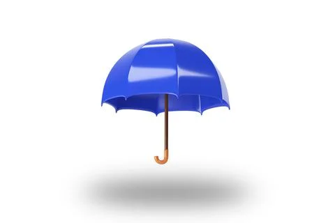 Blue umbrella on white background. 3d render Stock Illustration