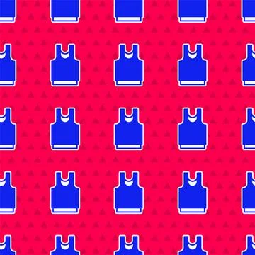 Blue Undershirt icon isolated seamless pattern on red background.  Vector Stock Illustration