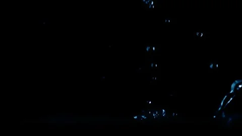 Blue Underwater Bubble Streams Rising On Black Background Stock Footage 339301271