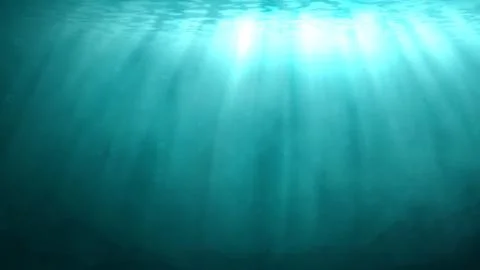 Blue underwater scene with rays of sunlight Stock Illustration