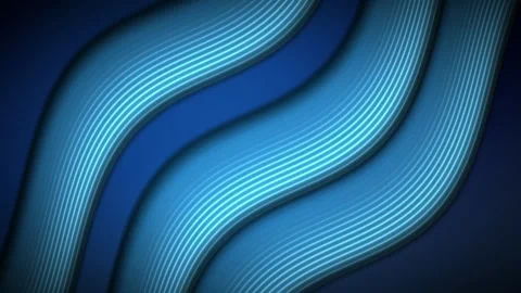 Blue undulating ribbon bands with glowing parallel lines wave slowly Stock Footage 342211946