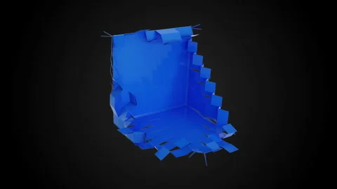 Blue Unfolding Box On black background Stock Footage 244870652